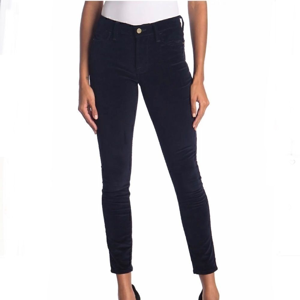 Frame le high navy skinny corduroy pants 24
